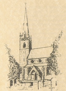 Sketch of All Saints church by C.B.Wells