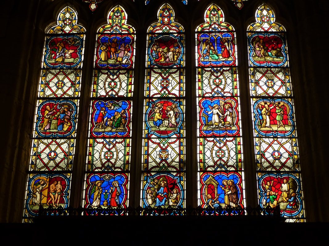 The biblical scenes in the East window